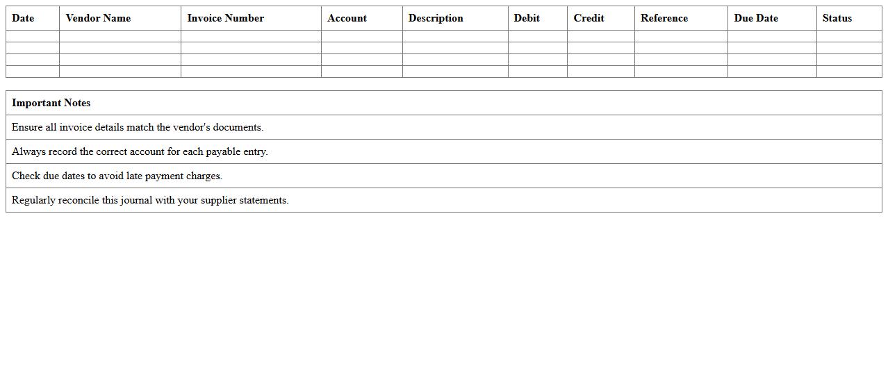 Accounts Payable Journal Entry Excel Template