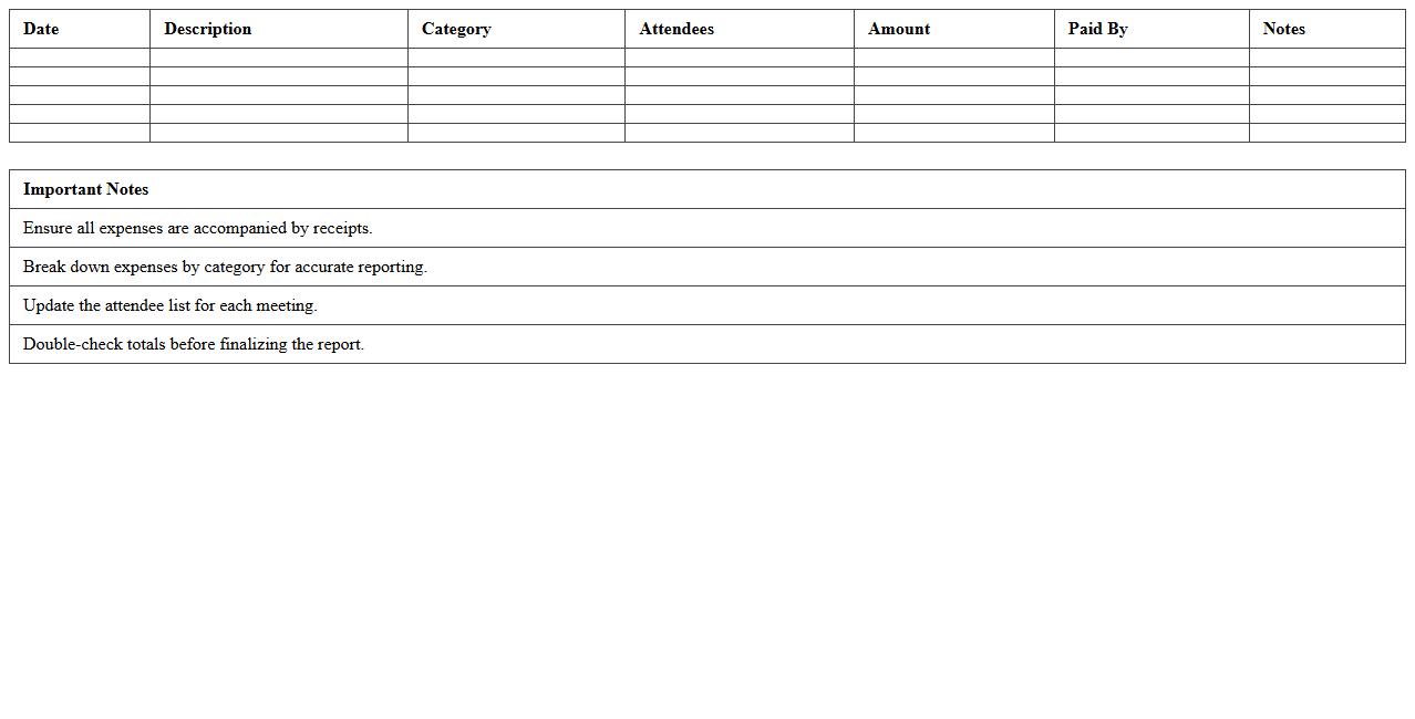 Annual Meeting Expense Report Excel Template