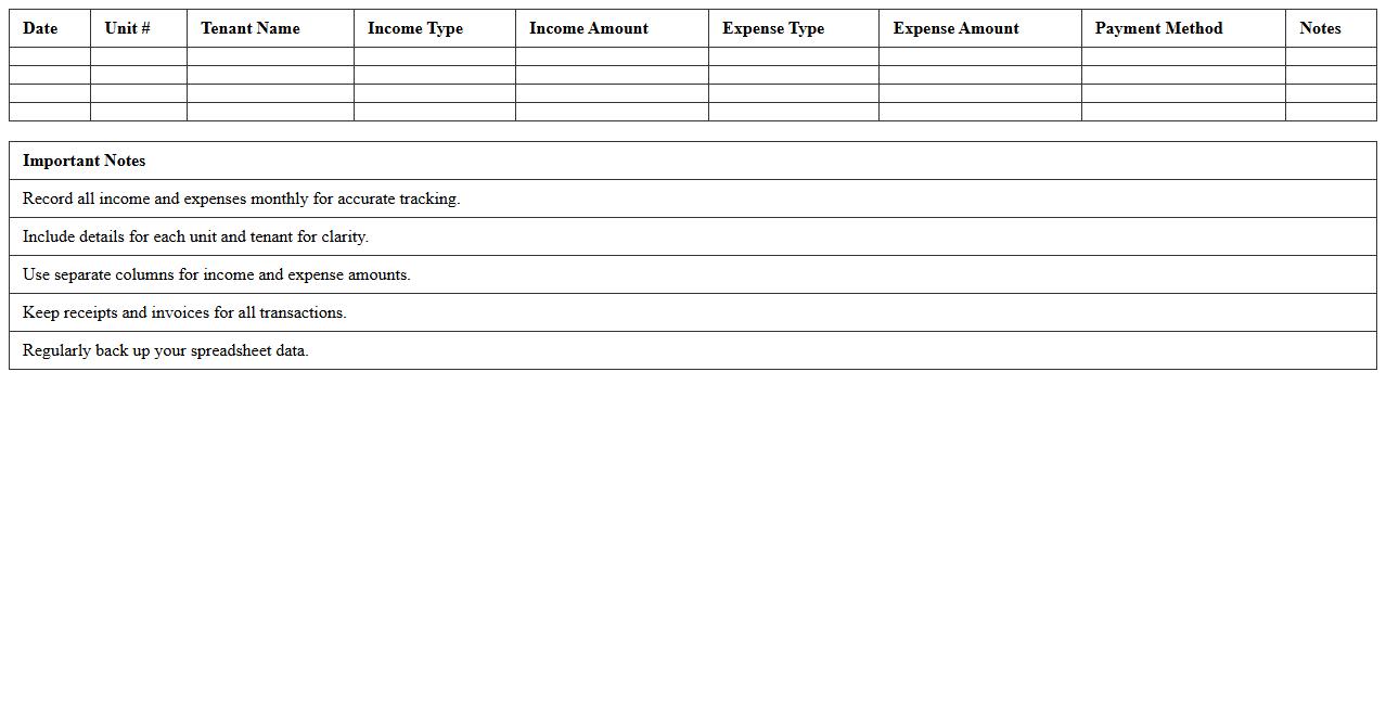Apartment Building Income and Expense Record Template XLS