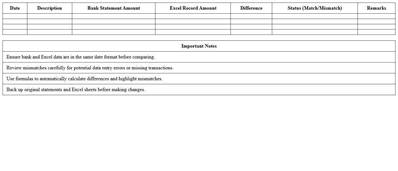 Automated Bank Statement Comparison Template