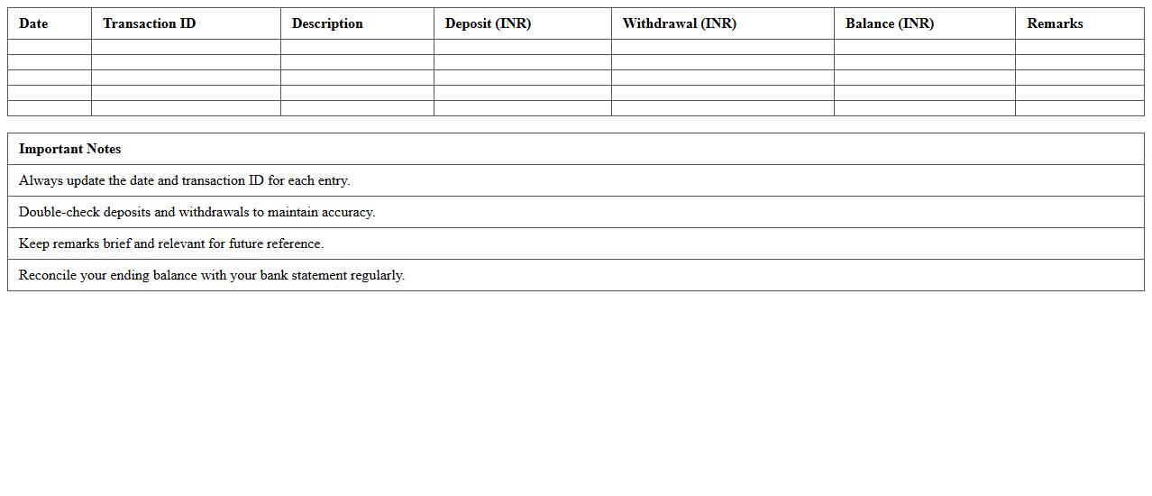 Bank Deposit & Withdrawal Tracker Template