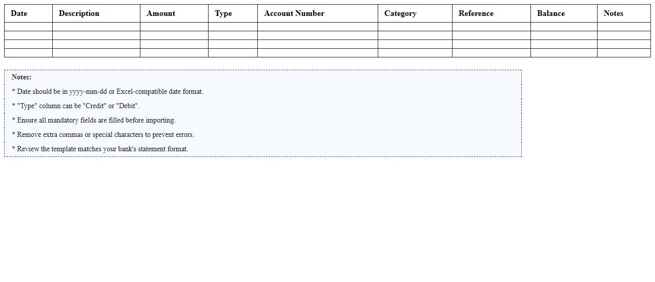 Bank Transaction Import Sheet for Excel