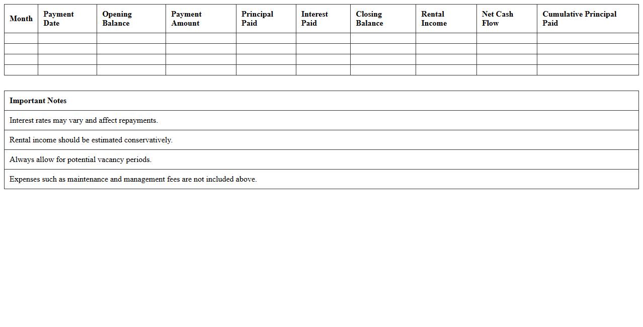 Buy-to-Let Mortgage Amortization Template