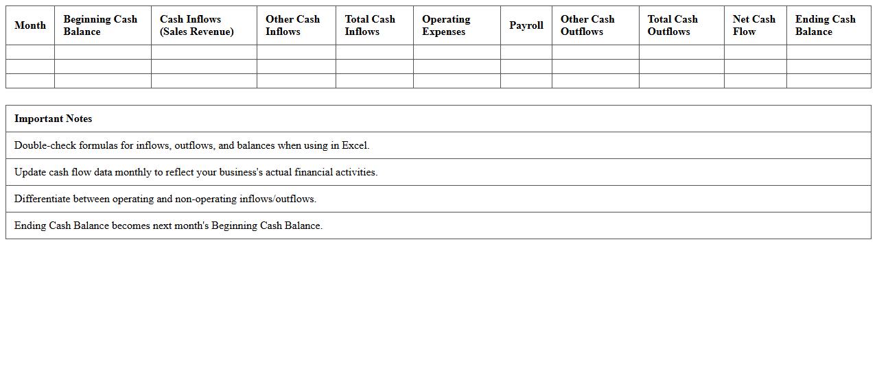 Cash Flow Management Excel Spreadsheet for Small Business Owners