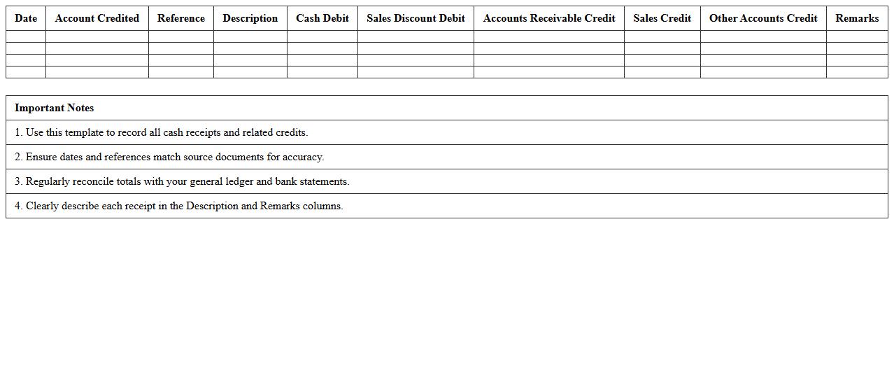 Cash Receipts Journal Entry Excel Template