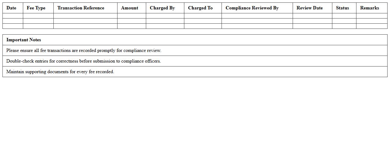 Centralized Banking Fee Compliance Register Excel