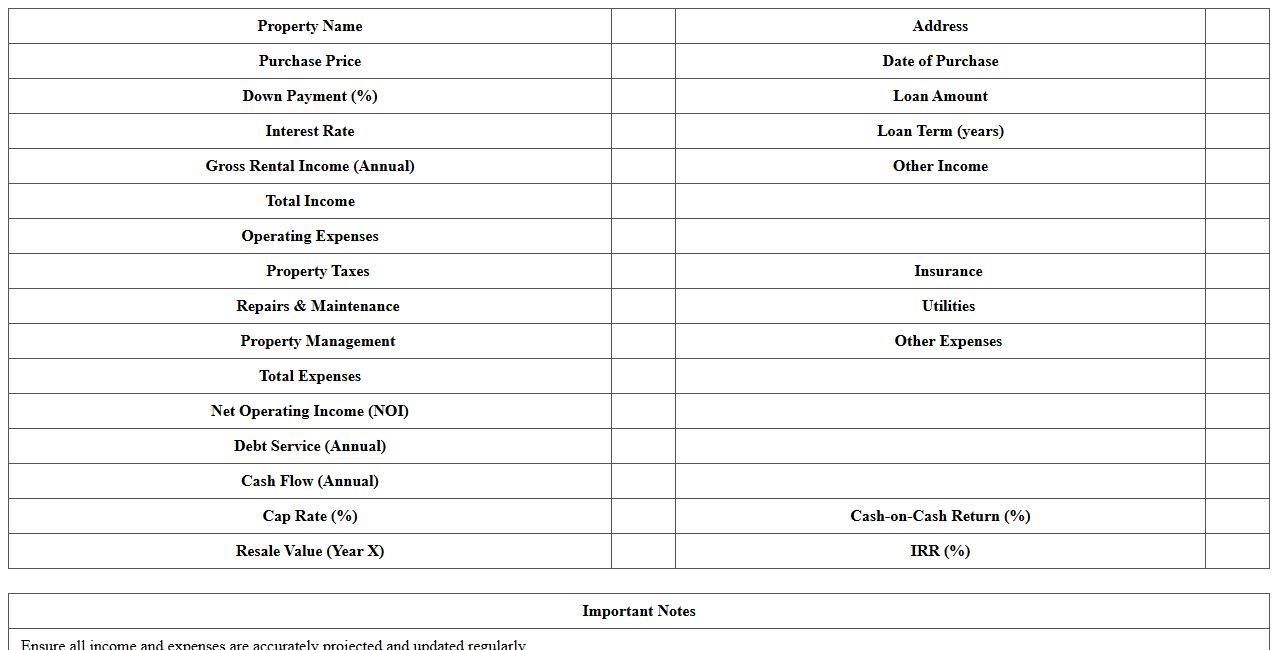 Commercial Property Investment Analysis Spreadsheet
