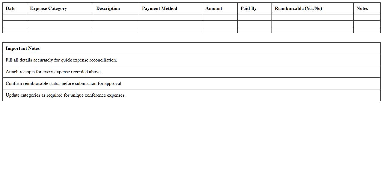 Conference Expense Management Excel Sheet