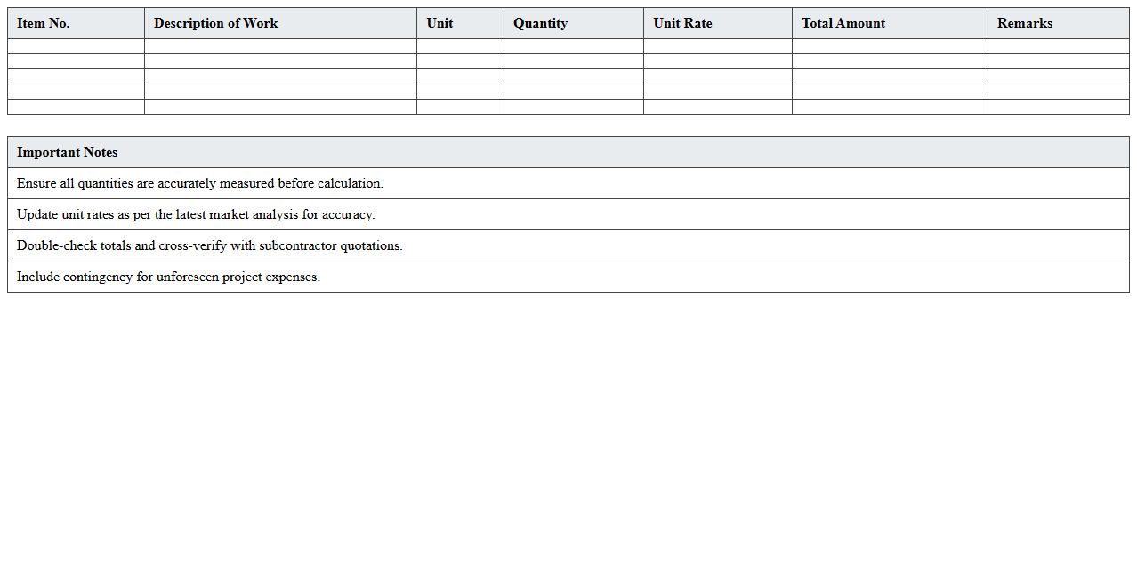 Contractor Budget Planning Excel Sheet for Construction Projects