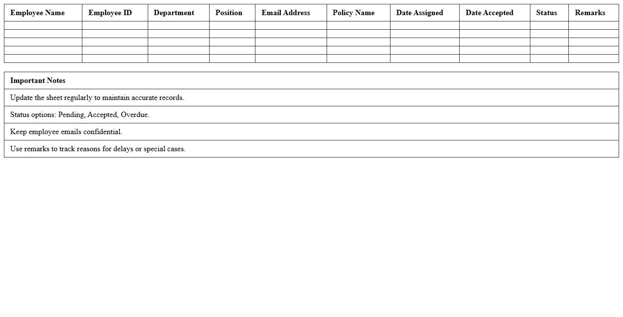 Corporate Policy Acceptance Monitoring Excel Sheet