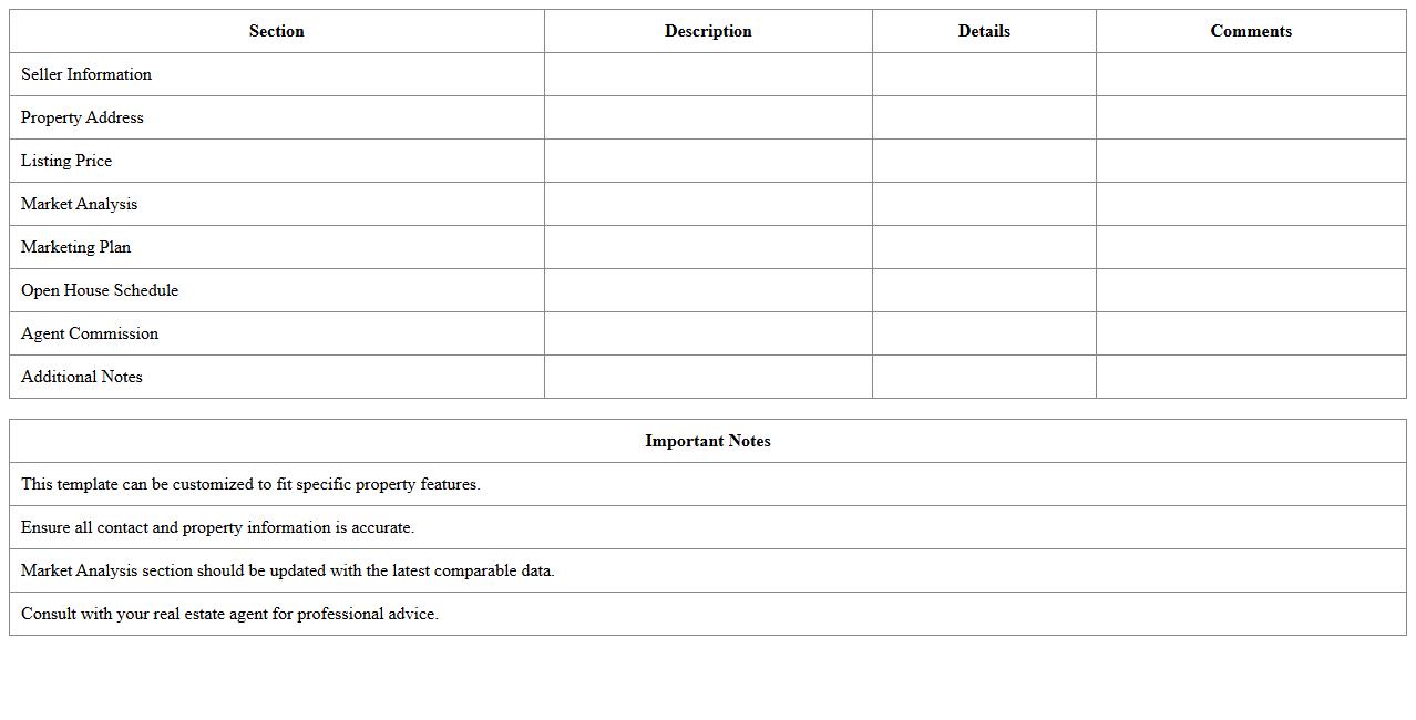 Customizable Home Listing Presentation Excel Sheet