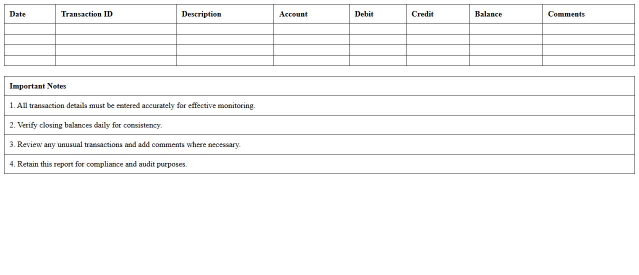 Daily Transaction Monitoring Report Excel Template