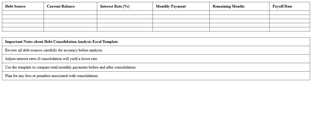 Debt Consolidation Analysis Excel Template