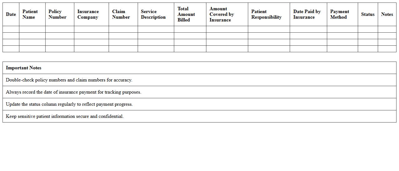 Detailed Insurance Payment Log Excel