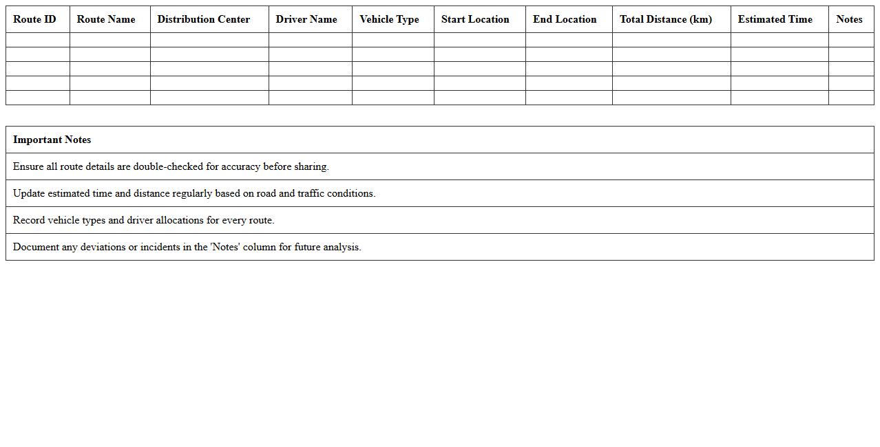 Distribution Network Route Mapping Workbook