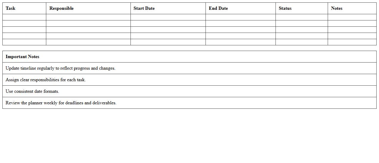 Document Production Timeline Excel Planner