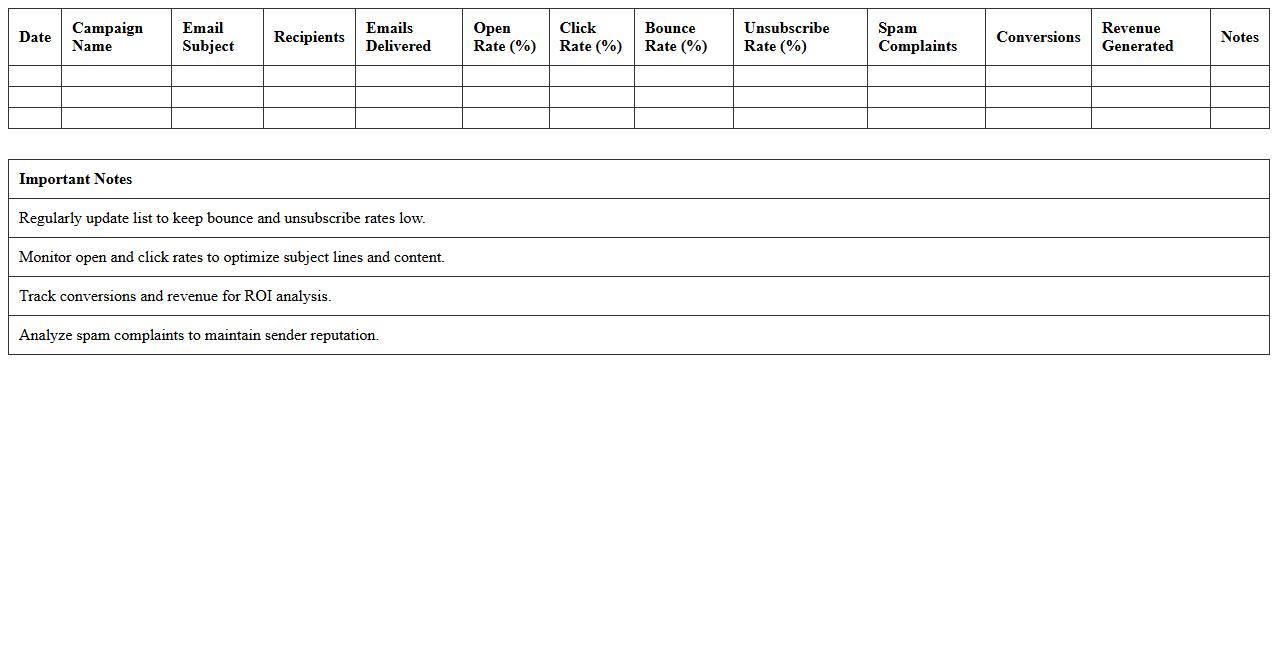 Email Marketing Analytics Report Spreadsheet