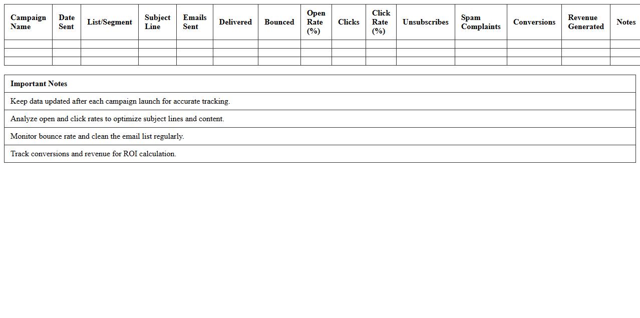 Email Marketing Campaign Performance Tracker