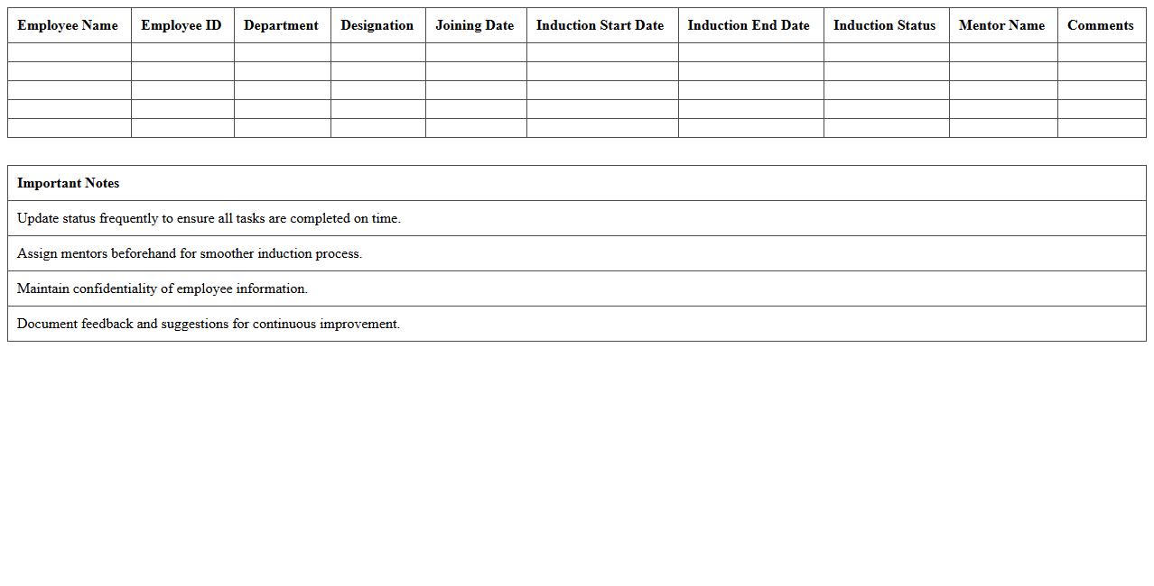 Employee Induction Process Tracker