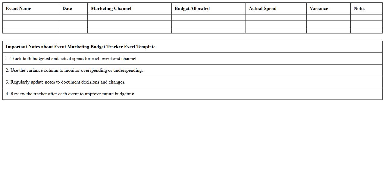 Event Marketing Budget Tracker Excel Template