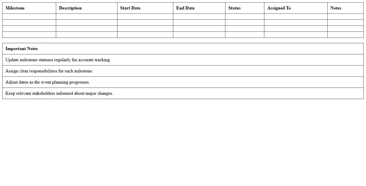 Event Milestone Scheduling Excel Template