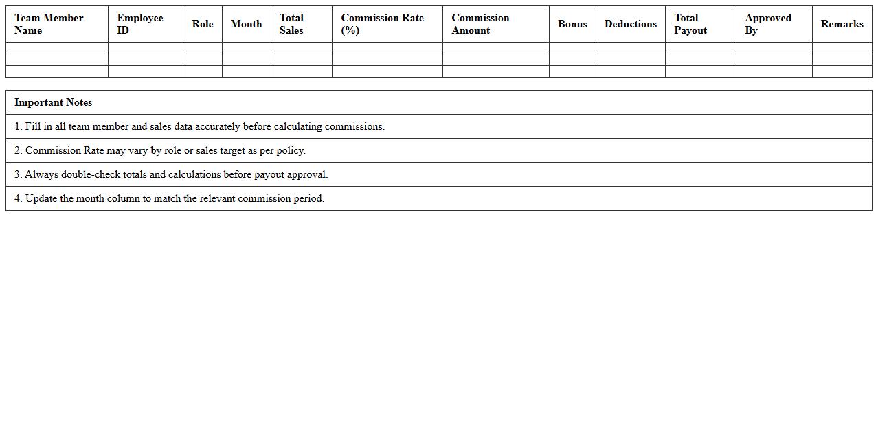 Excel Template for Team Commission Calculations