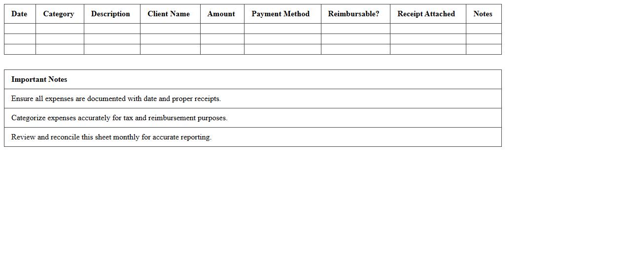 Expense Tracking Excel Template for Financial Advisors