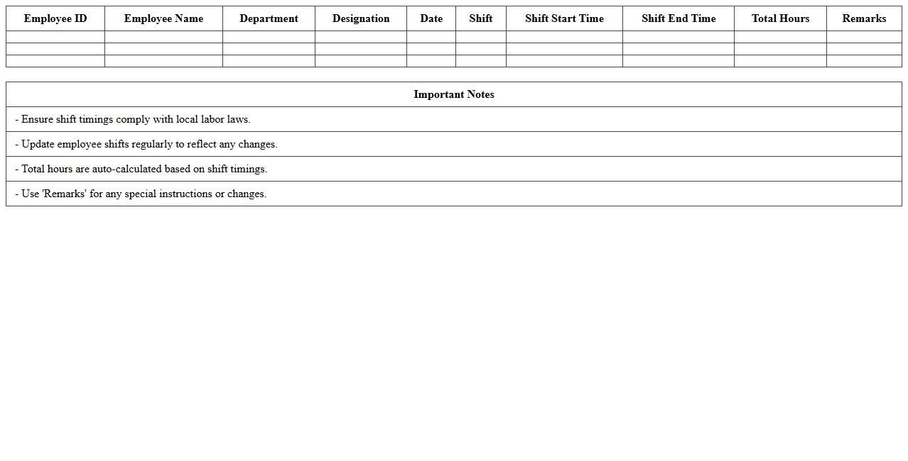 Factory Employee Shift Allocation Excel Sheet