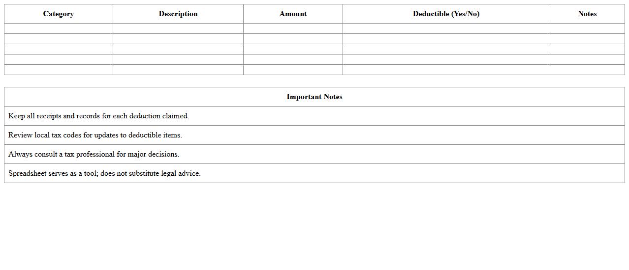 Freelance Tax Deduction Calculator Spreadsheet