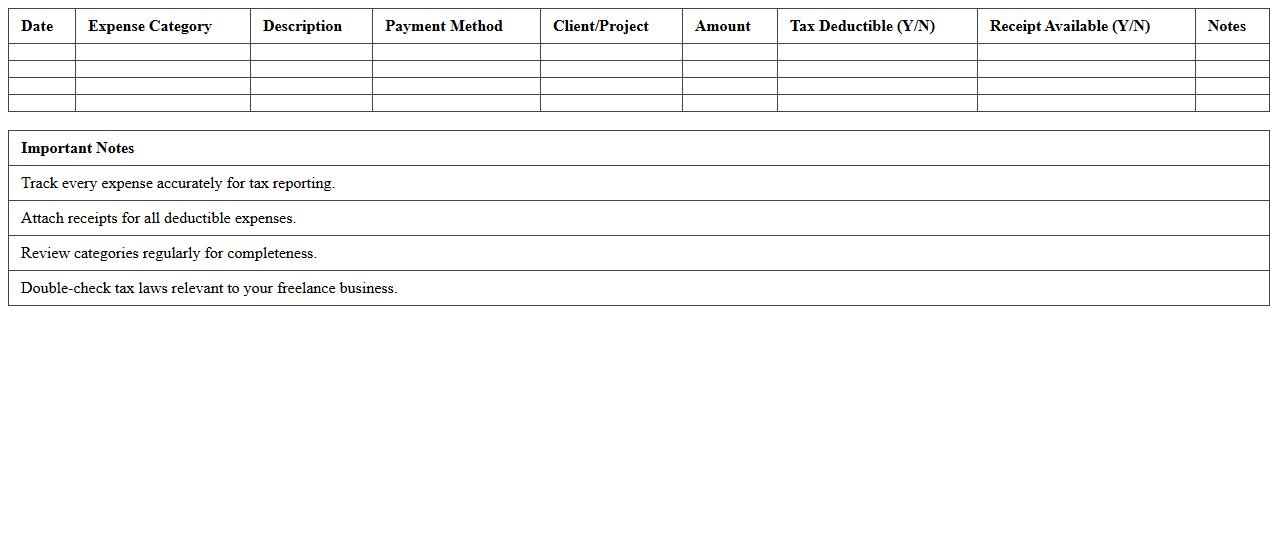 Freelancer Business Expense Ledger Template