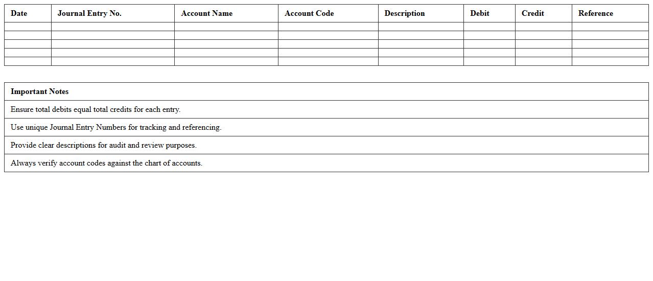 General Ledger Journal Entry Excel Template