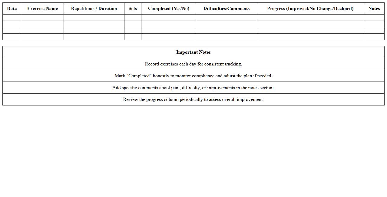 Home Exercise Compliance & Progress Tracker Template