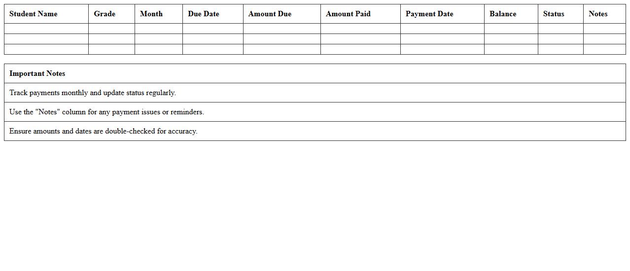 Homeschooling Tuition Payment Tracker Excel Template