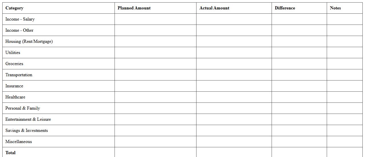 Household Budget and Expense Tracker Template