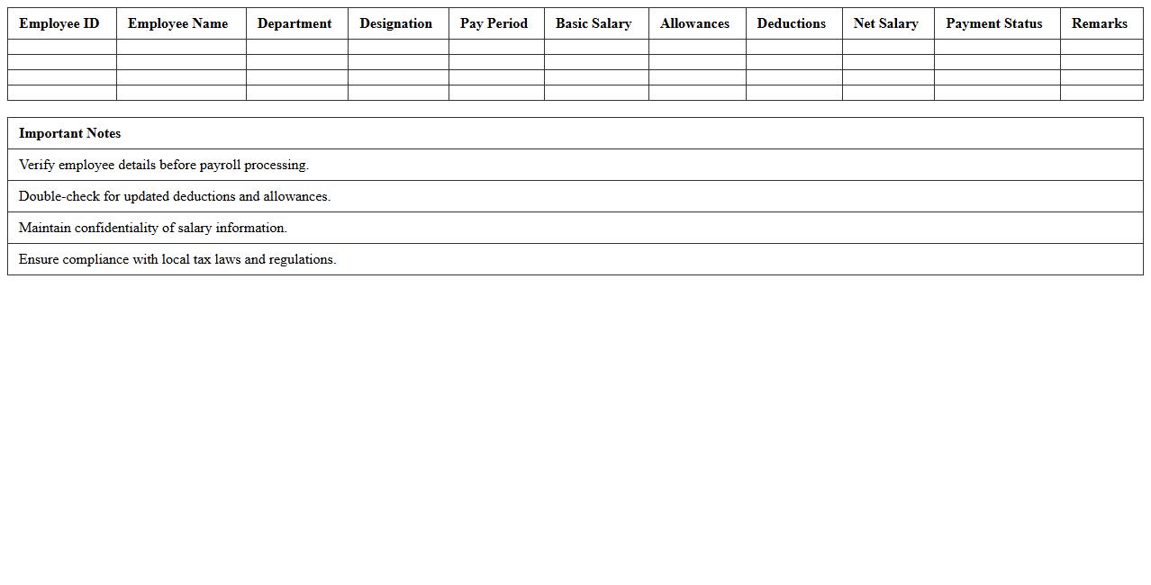 HR Payroll Management Sheet