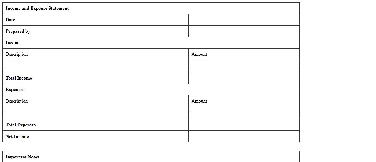 Income and Expense Statement Excel Template