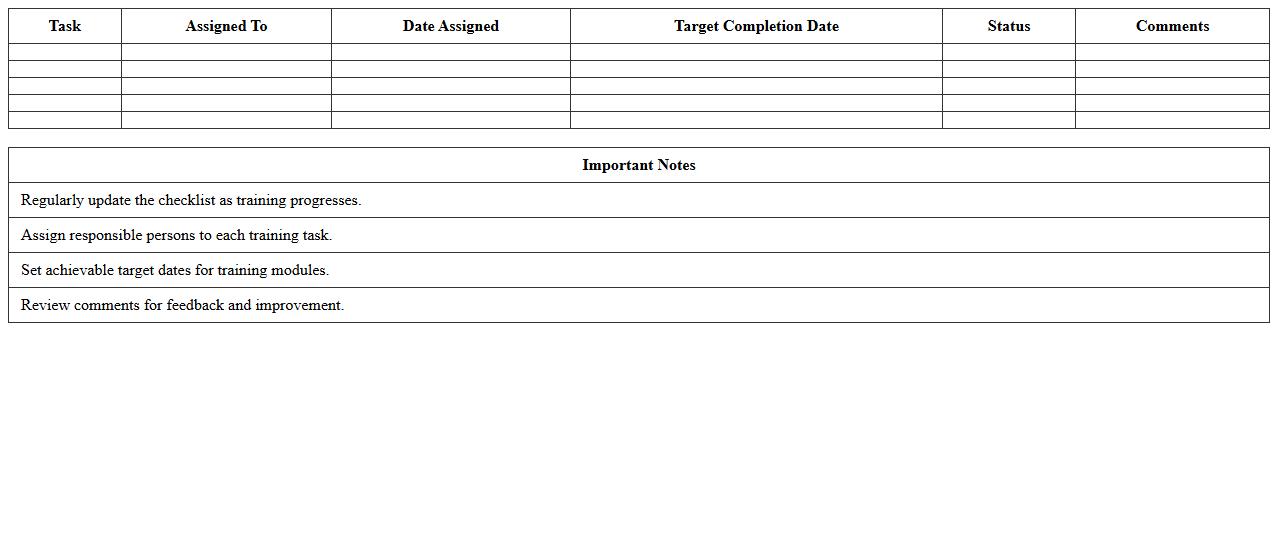 Information Technology Training Checklist Excel