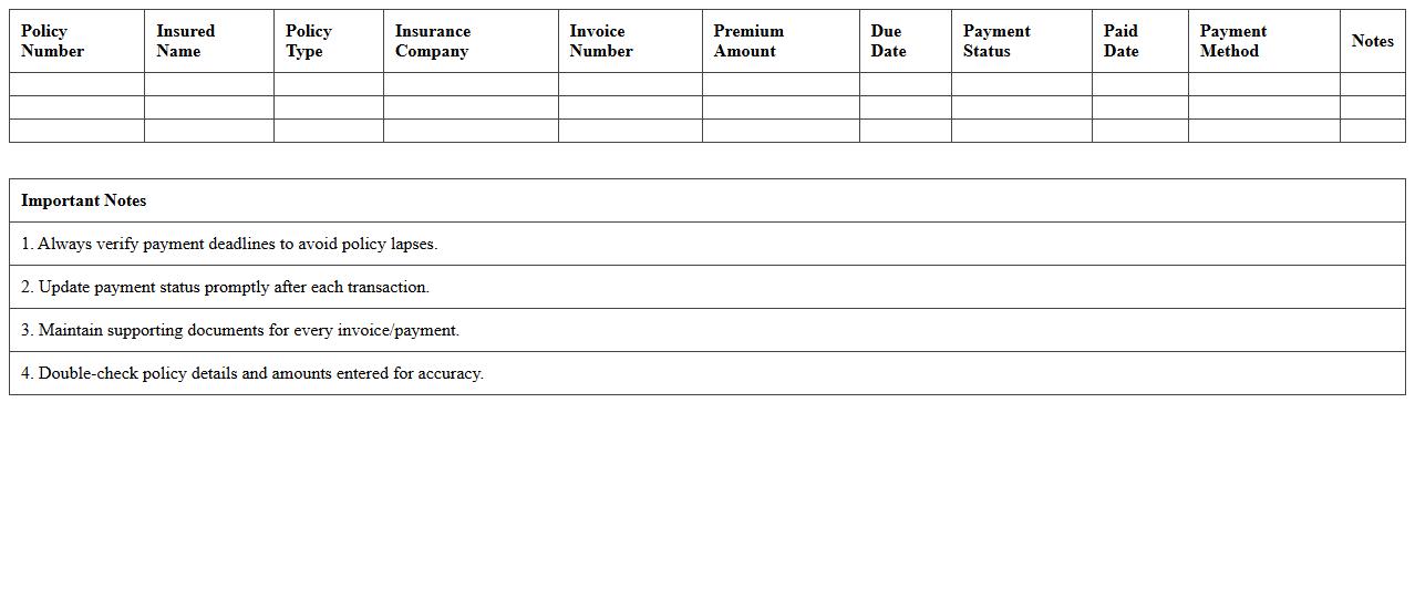 Insurance Invoice Payment Schedule Tracker