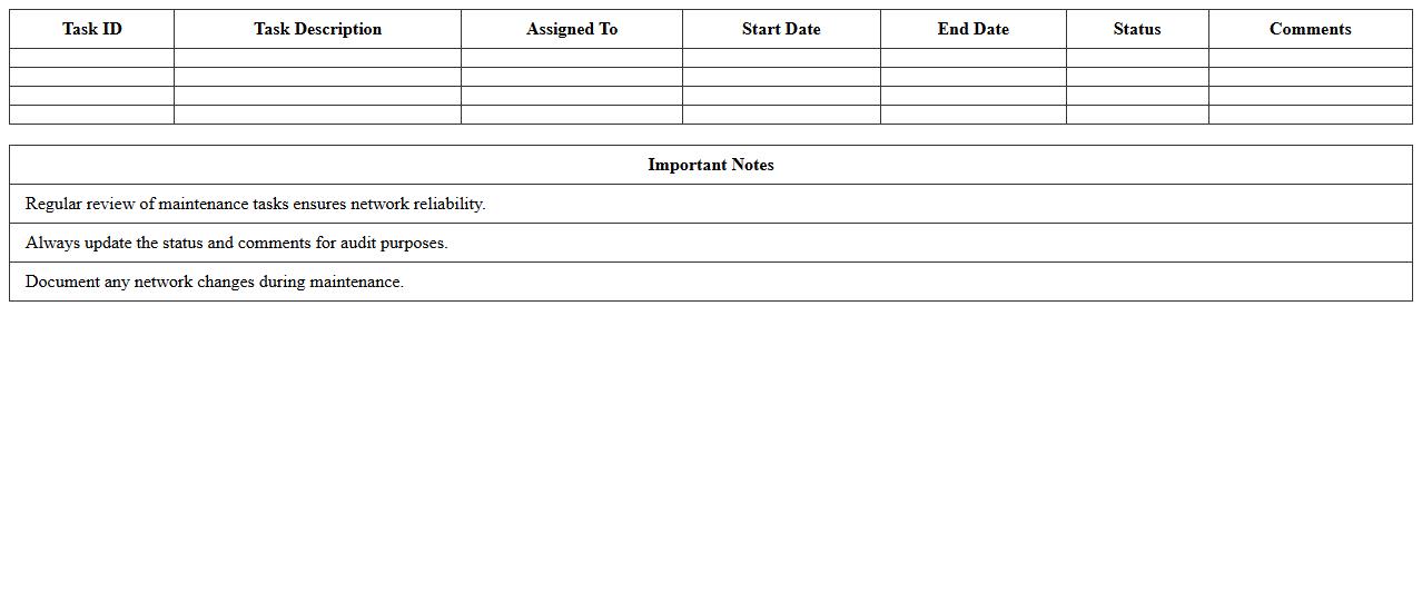IT Network Maintenance Workflow Excel Template