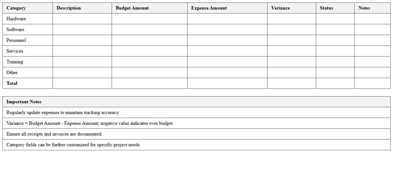 IT Project Budget and Expense Tracking Spreadsheet