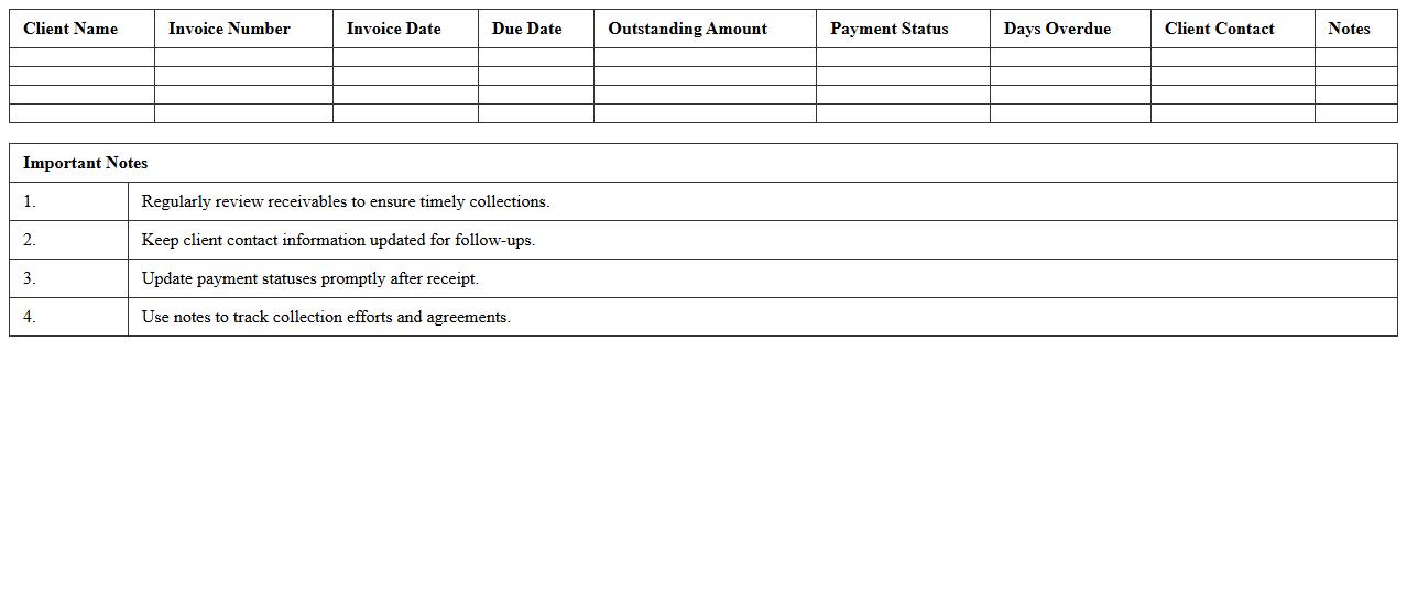 Law Firm Outstanding Receivables Management Excel Template
