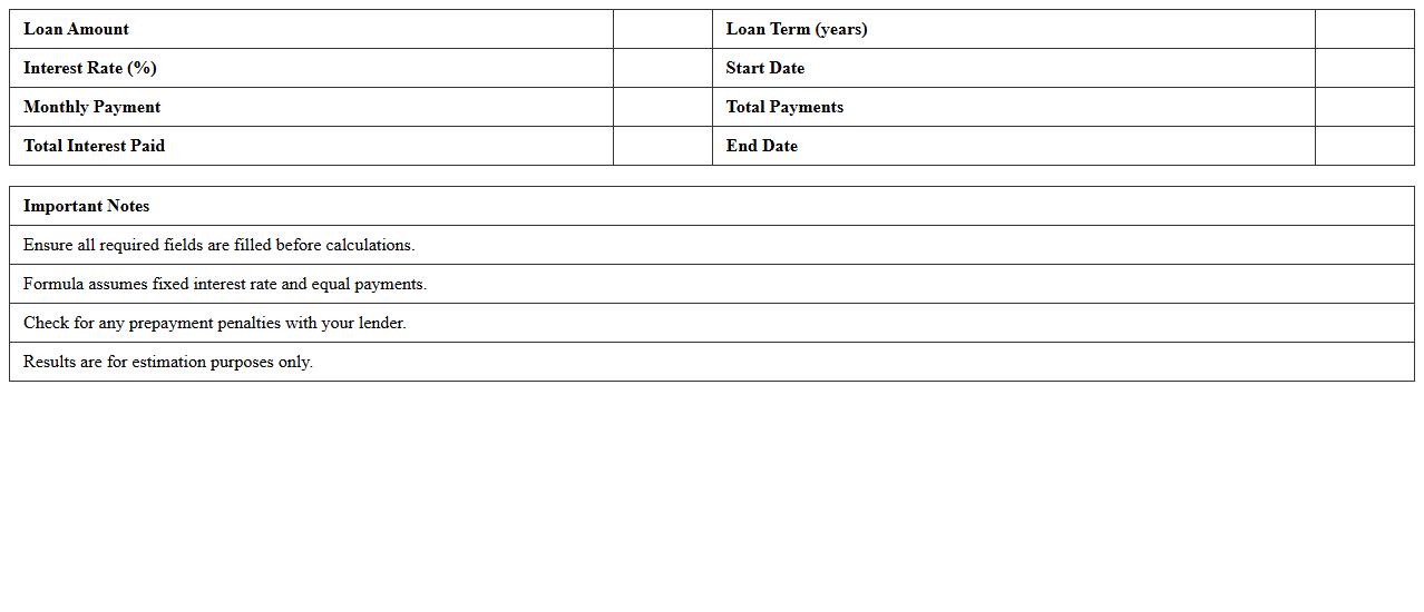 Loan Payment Calculator Excel Template
