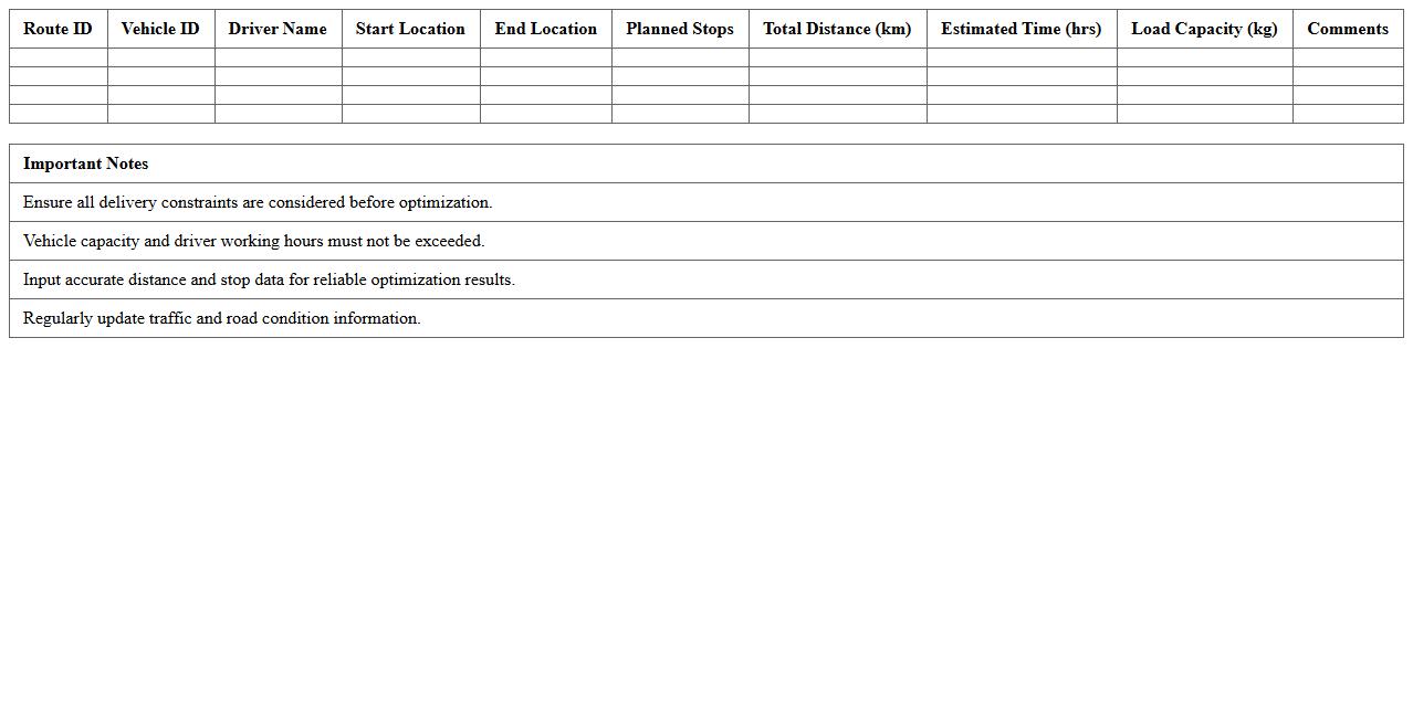 Logistics Vehicle Routing Optimization Excel