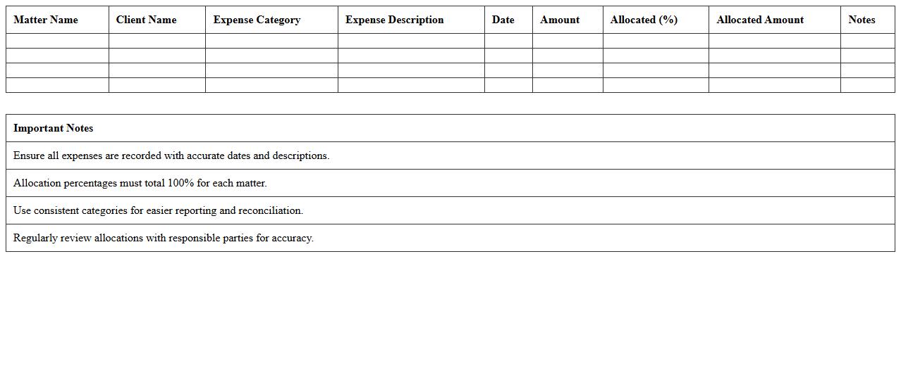 Matter-Based Expense Allocation Excel Template