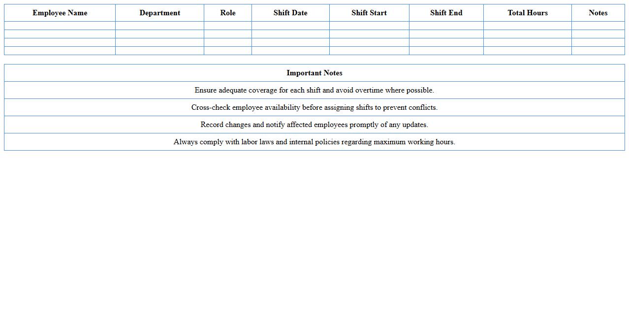 Medical Center Employee Shift Planner Excel Template