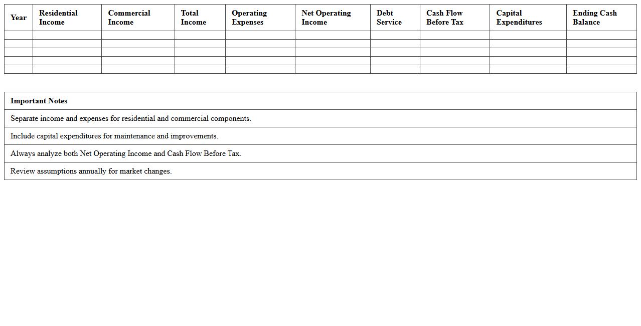 Mixed-Use Real Estate Cash Flow Analysis Excel