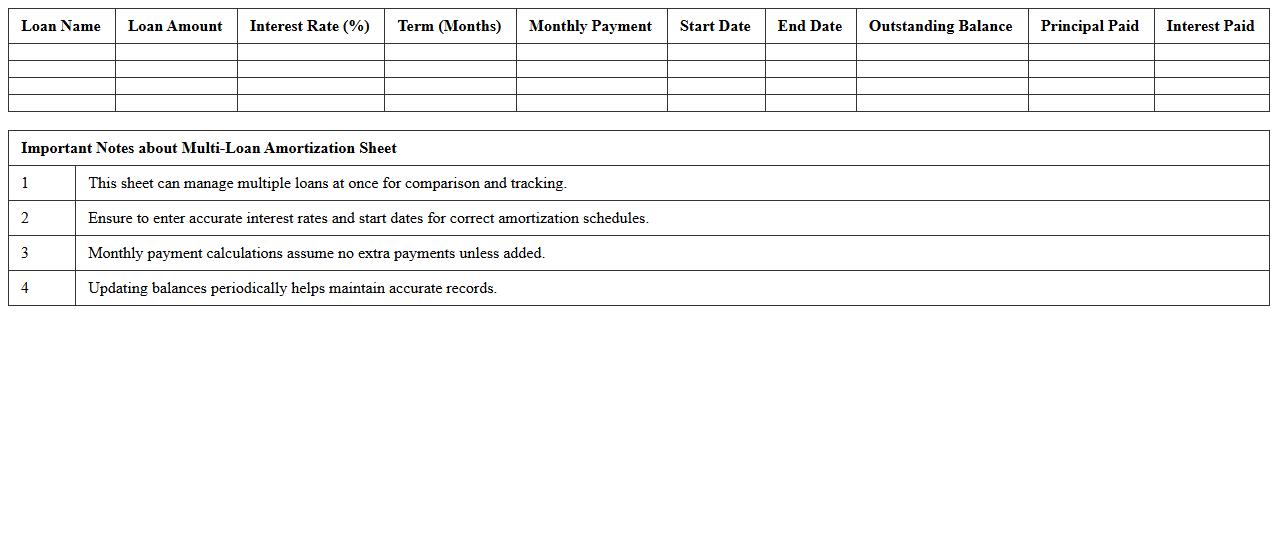 Multi-Loan Amortization Excel Sheet