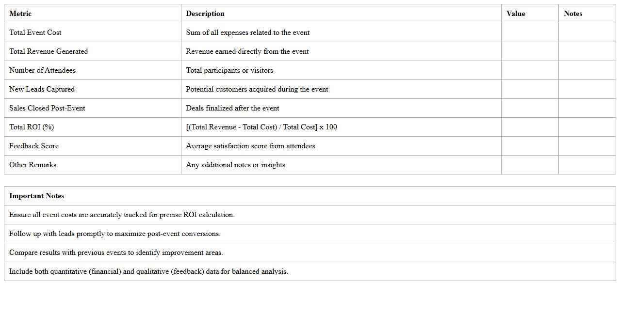 Post-Event ROI Analysis Excel Template