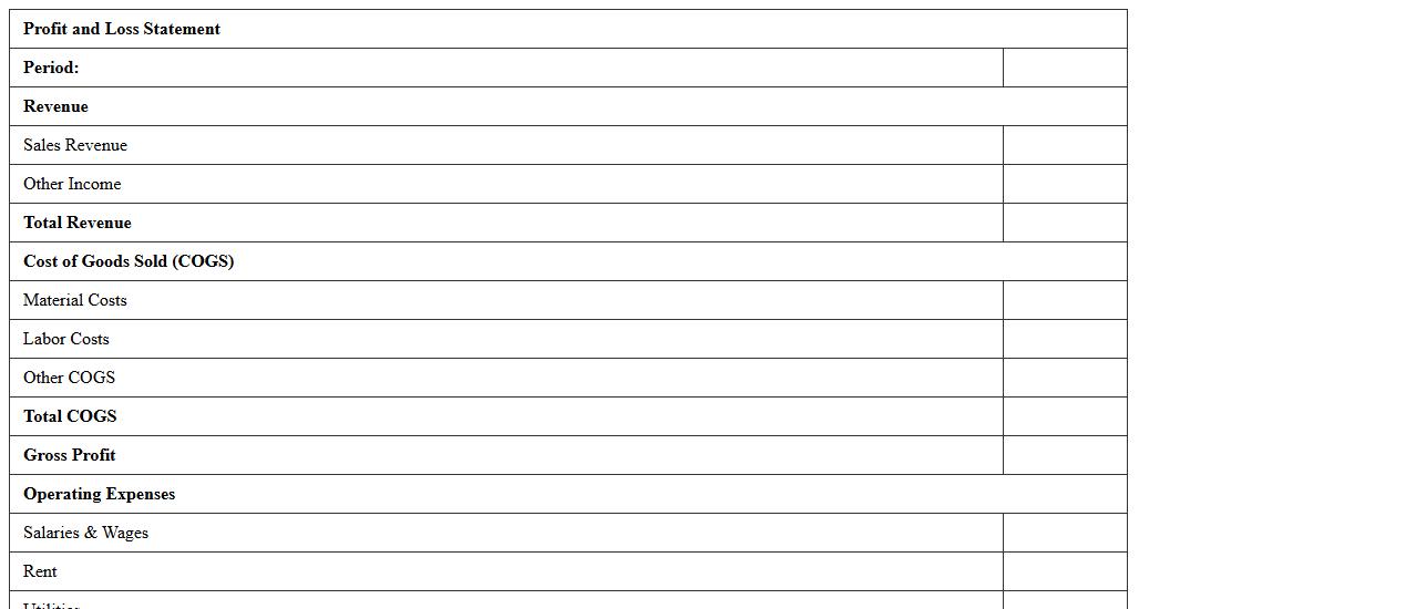 Profit and Loss Statement Excel Template