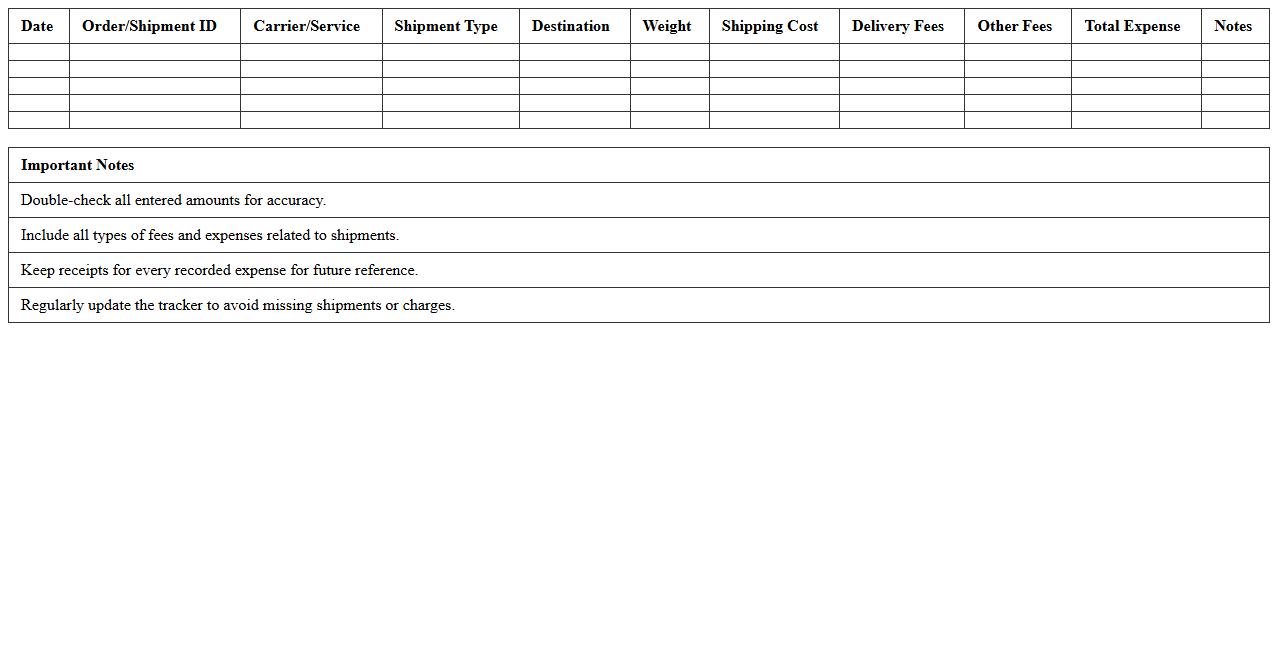 Shipping & Delivery Expense Tracker